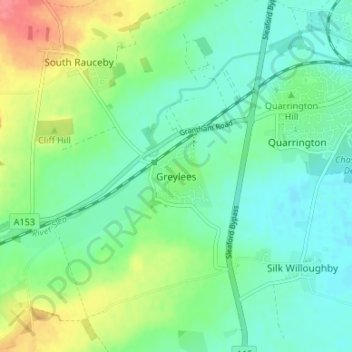 Mapa topográfico Greylees, altitud, relieve