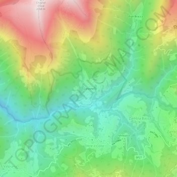 Mapa topográfico Zorzone, altitud, relieve
