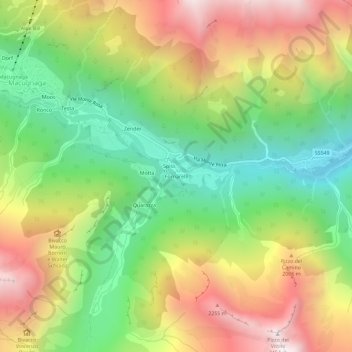 Mapa topográfico Fornarelli, altitud, relieve