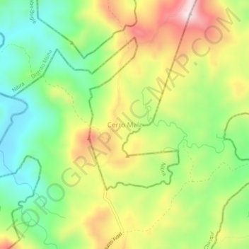 Mapa topográfico Cerro Maíz, altitud, relieve