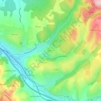 Mapa topográfico Monteux, altitud, relieve