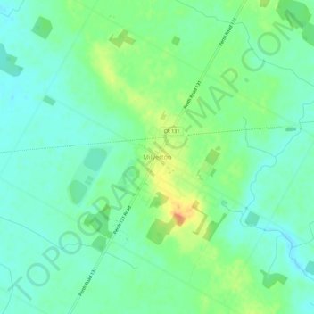 Mapa topográfico Milverton, altitud, relieve