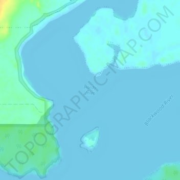 Mapa topográfico Hardy Inlet, altitud, relieve