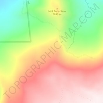 Mapa topográfico Grand Mesa, altitud, relieve