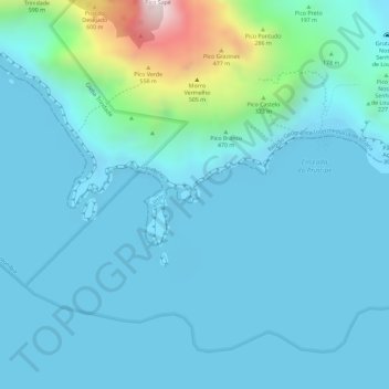 Mapa topográfico Ponta do Sul, altitud, relieve