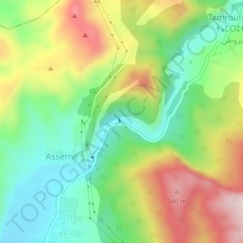 Mapa topográfico Imi Miki, altitud, relieve