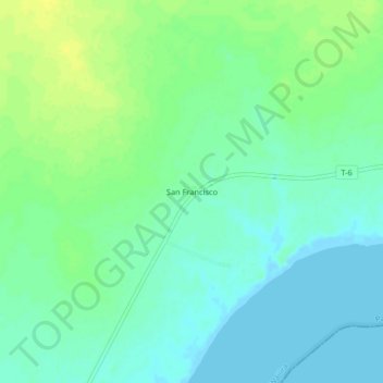 Mapa topográfico San Francisco, altitud, relieve