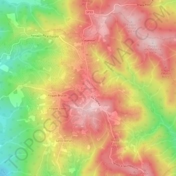 Mapa topográfico Casciano, altitud, relieve