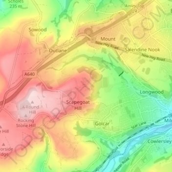 Mapa topográfico Nettleton Hill, altitud, relieve