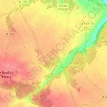 Mapa topográfico Cherville, altitud, relieve