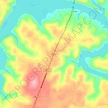 Mapa topográfico Boom, altitud, relieve