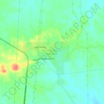 Mapa topográfico Colonia Nuevo Morelos, altitud, relieve