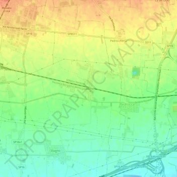 Mapa topográfico Lodetto, altitud, relieve
