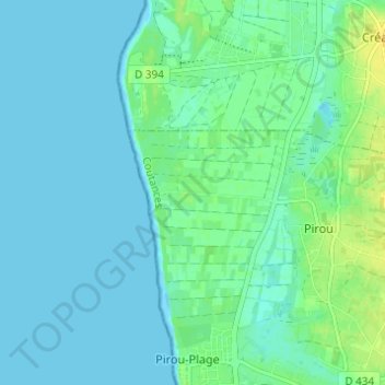 Mapa topográfico Armanville, altitud, relieve