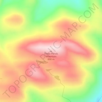 Mapa topográfico Three Ponds Mountain, altitud, relieve