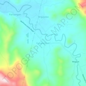 Mapa topográfico Cabalantian, altitud, relieve