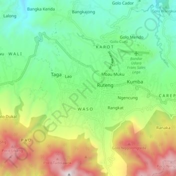 Mapa topográfico Dongang, altitud, relieve