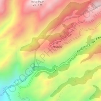 Mapa topográfico Windy Point, altitud, relieve