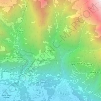 Mapa topográfico Pavaglione, altitud, relieve