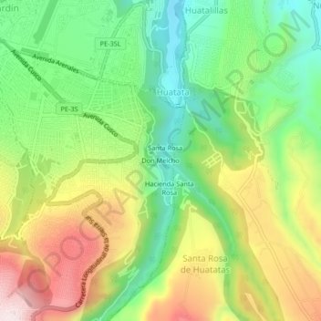 Mapa topográfico Don Melcho, altitud, relieve