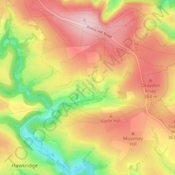 Mapa topográfico Liscombe, altitud, relieve