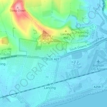 Mapa topográfico North Lancing, altitud, relieve