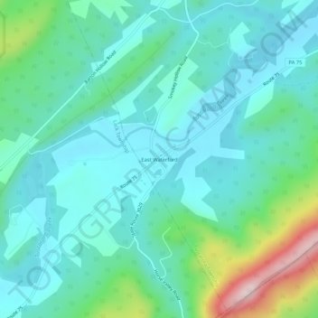 Mapa topográfico East Waterford, altitud, relieve