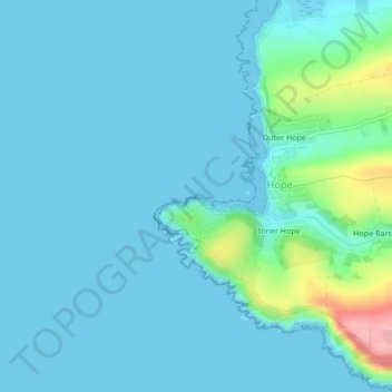 Mapa topográfico Yeovil Rock, altitud, relieve