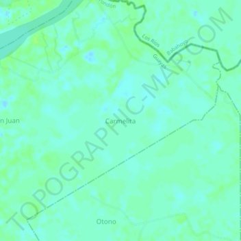 Mapa topográfico Carmelita, altitud, relieve