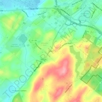 Mapa topográfico Howell, altitud, relieve