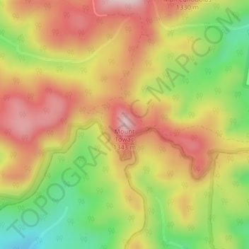 Mapa topográfico Mount Towac, altitud, relieve
