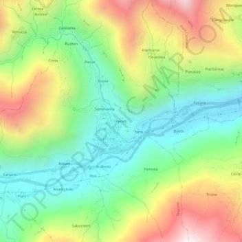 Mapa topográfico Peretti, altitud, relieve