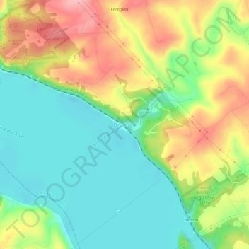 Mapa topográfico Drumore, altitud, relieve