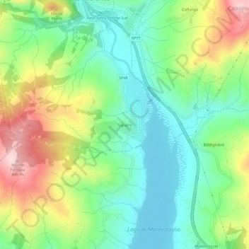 Mapa topográfico Sigliano, altitud, relieve