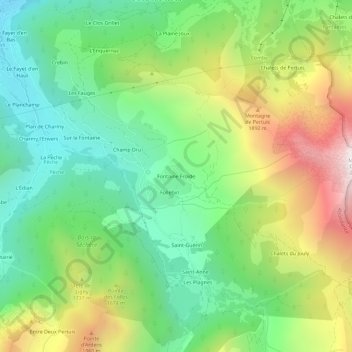 Mapa topográfico Fontaine Froide, altitud, relieve