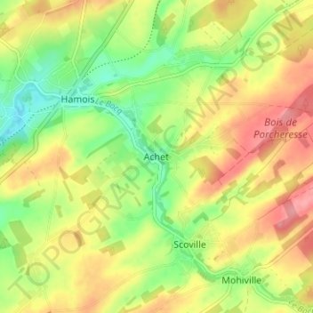 Mapa topográfico Achet, altitud, relieve
