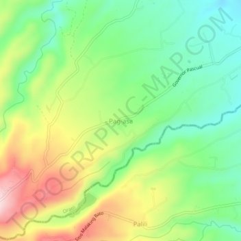 Mapa topográfico Pag-asa, altitud, relieve