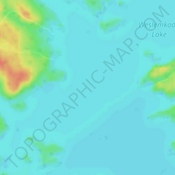Mapa topográfico Weslemkoon Lake, altitud, relieve