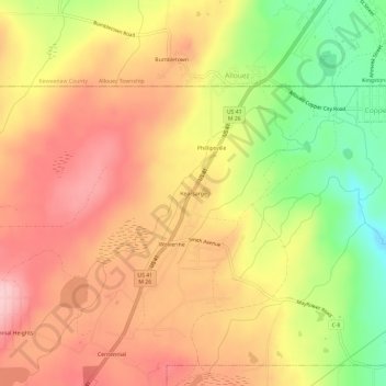 Mapa topográfico Kearsarge, altitud, relieve