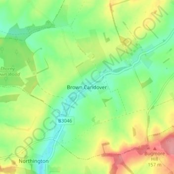 Mapa topográfico Brown Candover, altitud, relieve