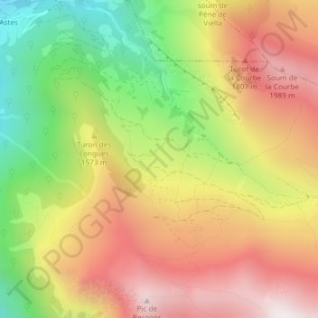 Mapa topográfico L'Estibe, altitud, relieve