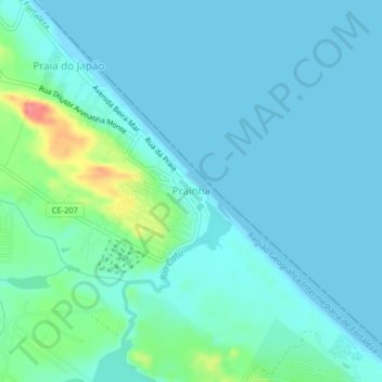 Mapa topográfico Prainha, altitud, relieve