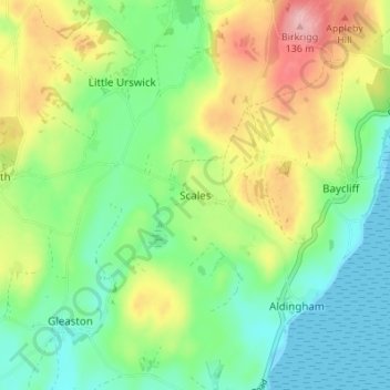Mapa topográfico Scales, altitud, relieve