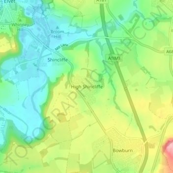 Mapa topográfico High Shincliffe, altitud, relieve