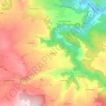 Mapa topográfico Le Villard, altitud, relieve