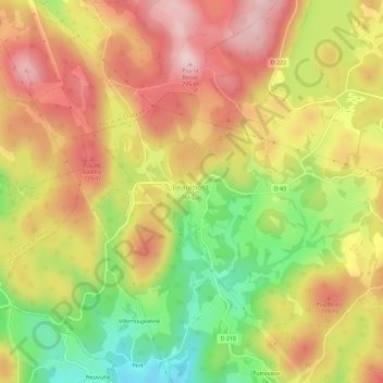 Mapa topográfico Beaumont-du-Lac, altitud, relieve