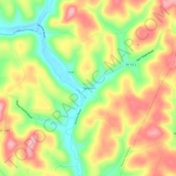 Mapa topográfico Tanoma, altitud, relieve