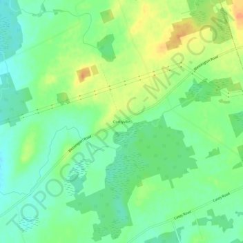 Mapa topográfico Corbyville, altitud, relieve