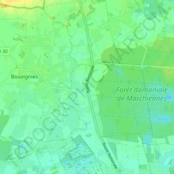 Mapa topográfico Sec Marais, altitud, relieve