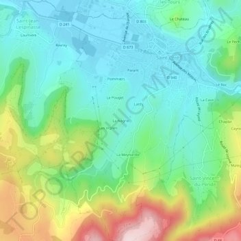 Mapa topográfico La Négrie, altitud, relieve